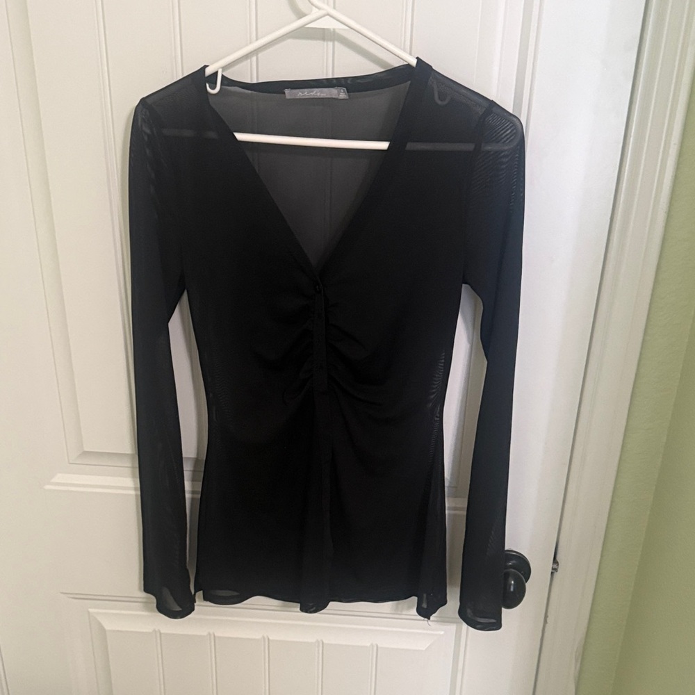 Elegant Black V-Neck Women's Top